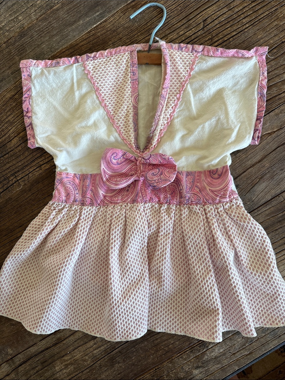 Vintage hand sewn, clothes, pin hanger.